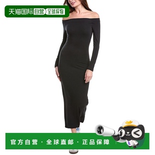 自营James Perse Off-The-Shoulder Dress - black 美国奥莱直发