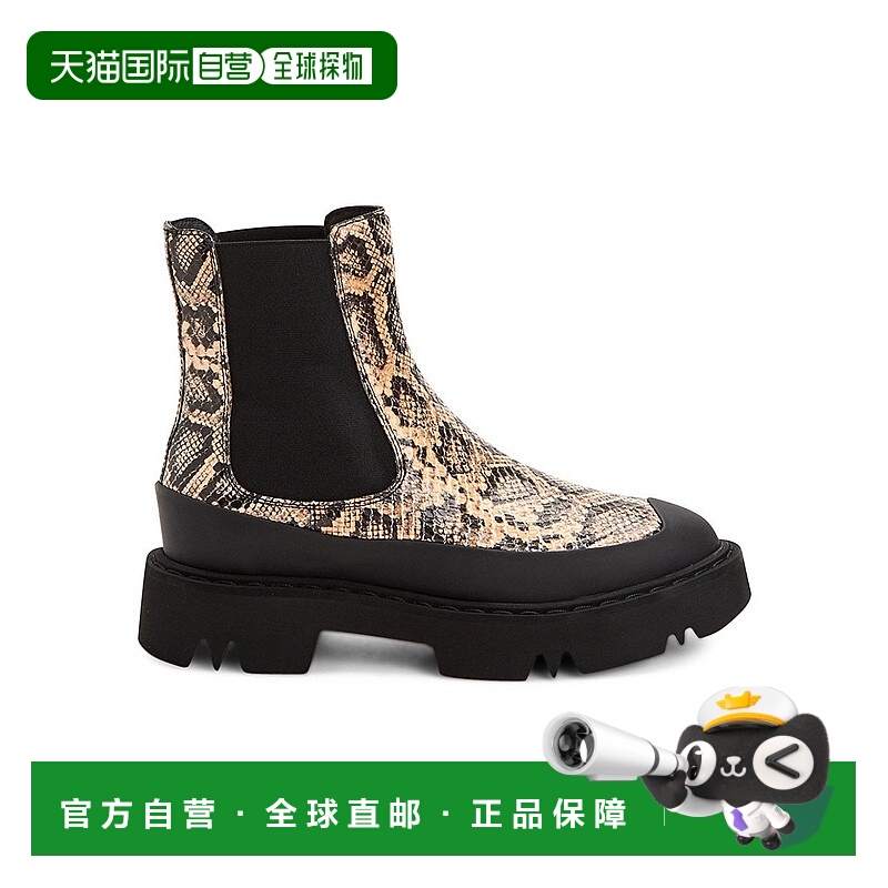 自营 Aquatalia Holly Chelsea女式焦糖黑蛇皮靴子JOBB1154-米色