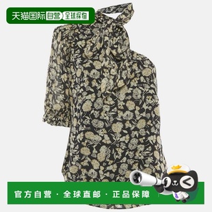 自营Polo Ralph Lauren Black Floral Print Chiffon One-Shoulde