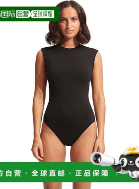自营Women's Seafolly Collective Swimsuit Black Stretch Open