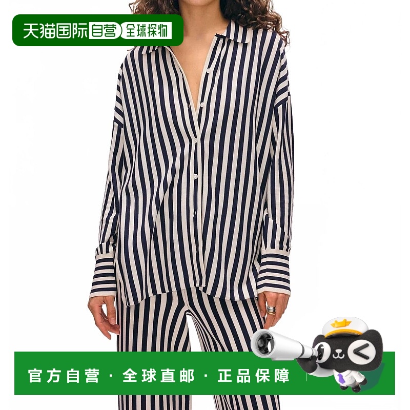 自营white + warren海军蓝/白色细条纹衬衫 美国奥莱直发