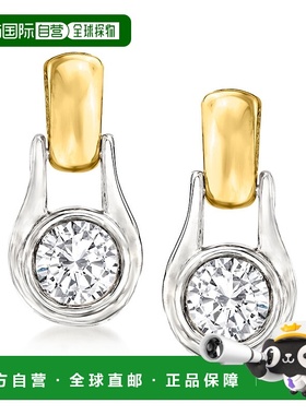 自营 Ross-Simons 钻石 2-Tone 耳环 - 白色 美国奥莱直发