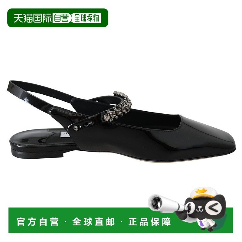 Jimmy Choo 女士水晶装饰优雅漆皮平底鞋 - 黑色 【美国奥莱】直,女鞋,浅口单鞋,淘宝优惠券,粉丝福利购,淘宝优惠卷