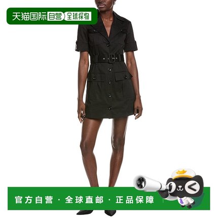 自营TOCCIN Colleen Button-Front Safari Shirtdress - black 美