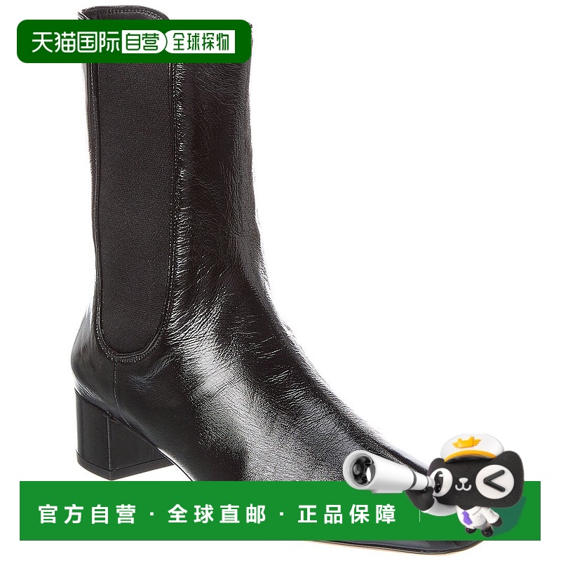 自营 Aquazzura Lyon 50 皮革短靴 - 黑色 美国奥莱直发女靴