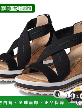 自营 Pelle Moda Medina女式美式9码黑色交叉系带坡跟ZPO1909-黑