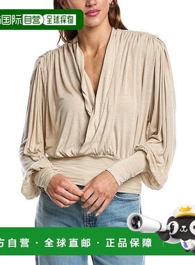 自营IRO Barba羊绒混纺T恤-棕色 美国奥莱直发上衣女装