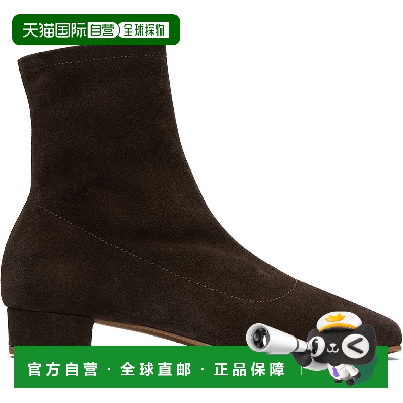 1h可退 香港直邮潮奢 BY FAR 女士 棕色 Este Suede Leather 踝靴