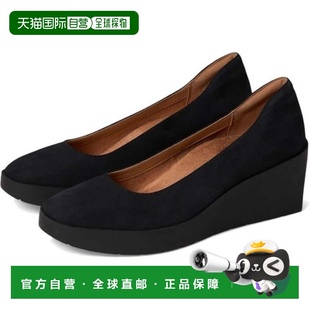 自营Vionic Sereno I8693L1001 Pump Black Nubuck Slip On Wedge