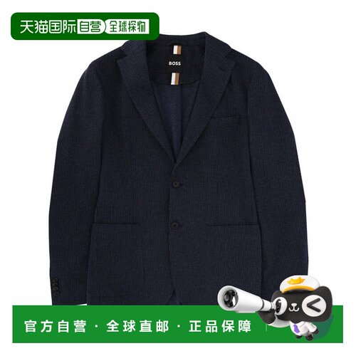 自营bossHanry Cotton Blend Pinstripe Jacket - black 美国奥莱