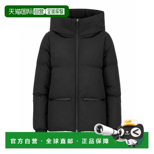 自营herno黑色夹棉河豚夹克，搭配高领和连衣帽-黑色 美国奥莱直