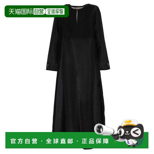 自营tory burchLong Caftan Linen-Silk Maxi Dress - black 美国
