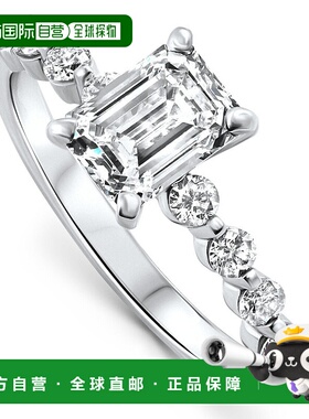 自营 pompeii3经认证的 2 1/3 克拉祖母绿切割钻石订婚戒指 14k