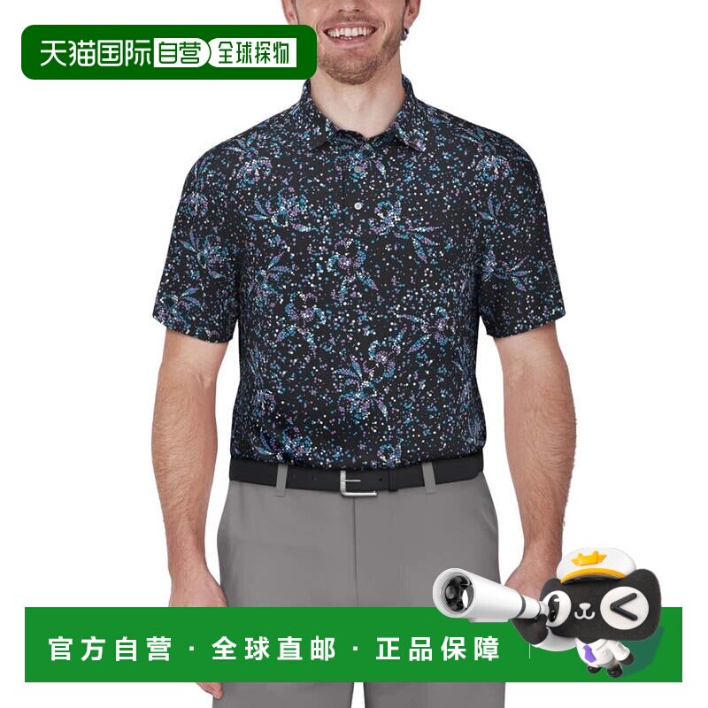 自营Pga Tour polo衫男灰色簇状五彩纸屑印花短袖KFC619-灰色 美