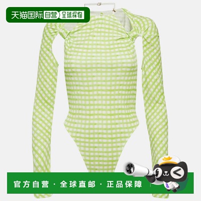 自营Jacquemus Green Checks Jersey Le Body Nodi Bodysuit - gr