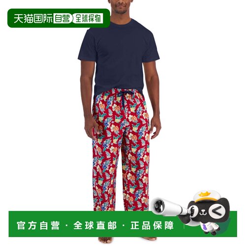 自营Club Room Men's Solid Top & Tropical Pants 2-Pc. Pajama