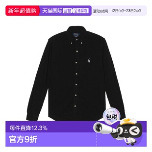 香港直邮Polo Ralph Lauren 纯色徽标印花翻领长袖衬衫 男款 黑色