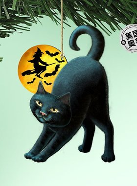 Designocracy 幽灵万圣节猫木饰品 2 件套劳拉 西利宠物装饰 - 多