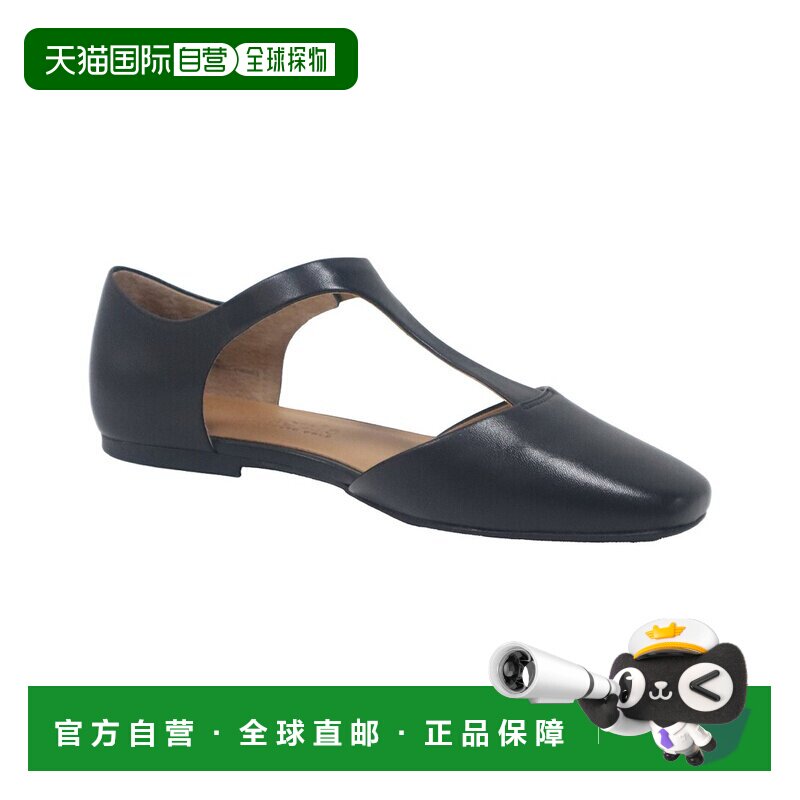 自营Gentle Souls Wyatt皮革扁平黑色皮革 美国奥莱直发