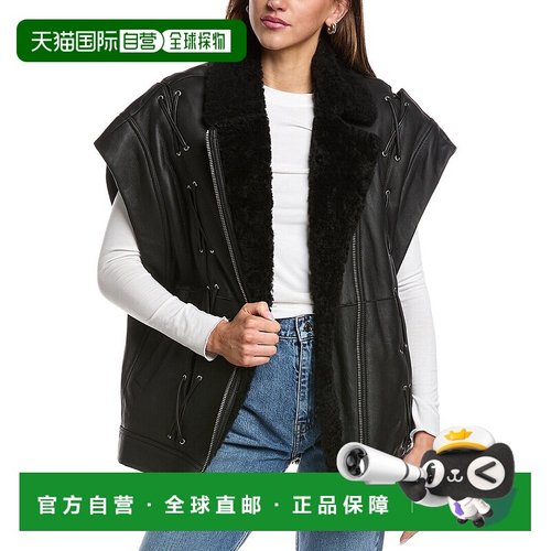 自营IRO Fjord皮革和羊毛夹克-黑色 美国奥莱直发