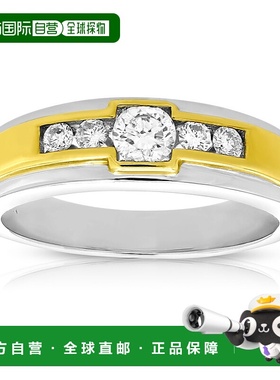 自营 vir jewels1/2 克拉男式 5 石钻石订婚戒指 14K 双色金圆形