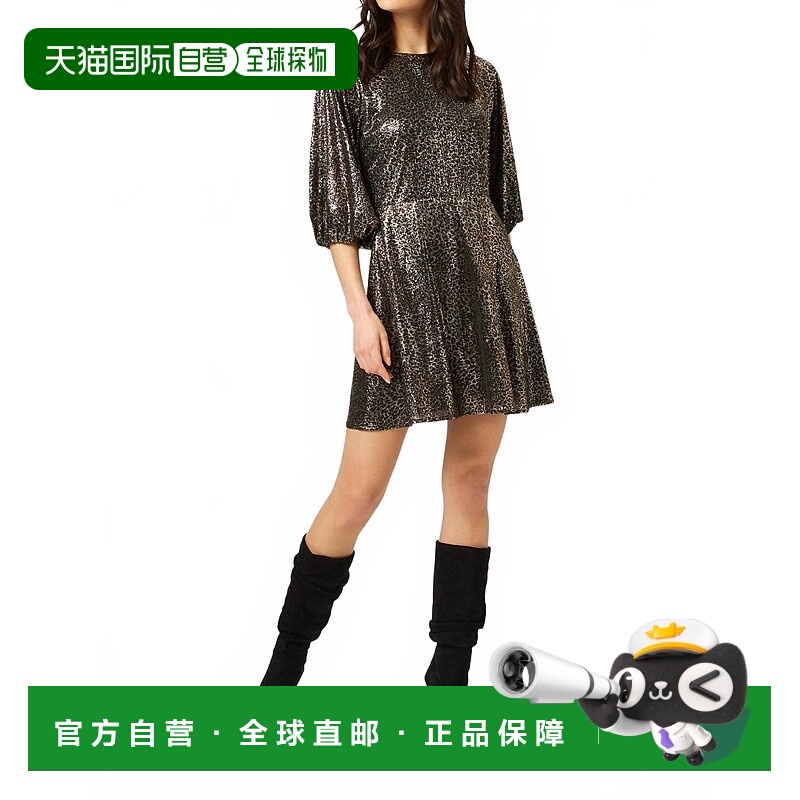 自营traffic peopleBanish Mini Dress In Metallic Leopard Prin