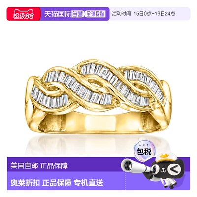 自营Ross-Simons Baguette Diamond Twisted Ring in 18kt Gold O