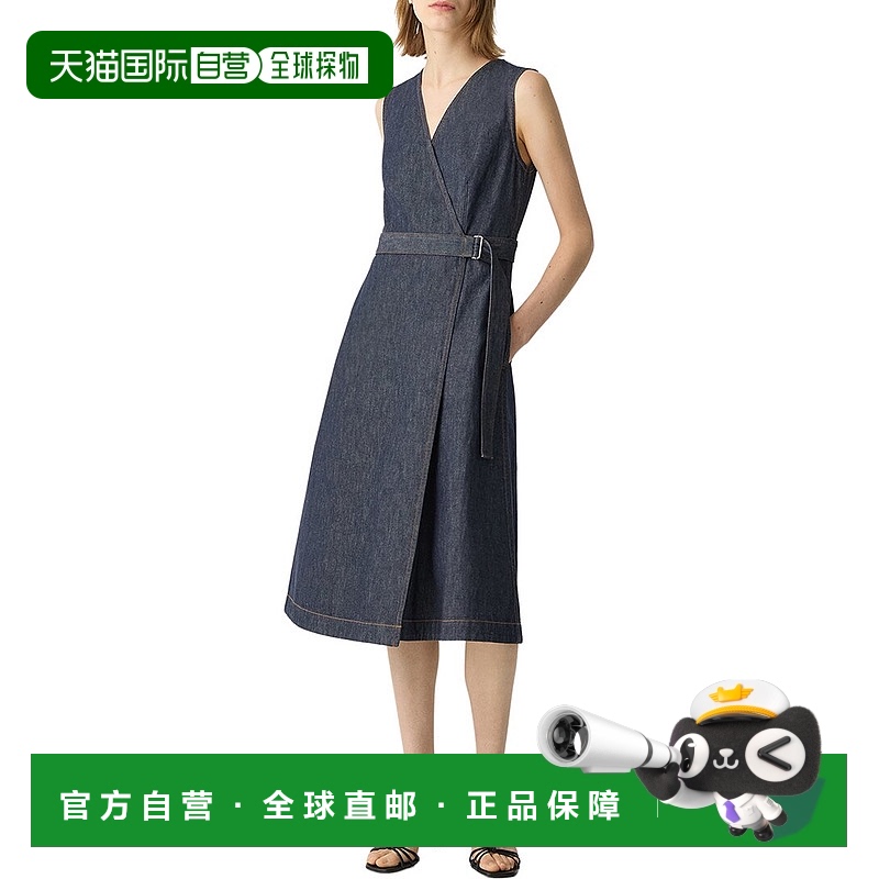 自营 theory理论A线裹身裙-蓝色 美国奥莱直发连衣裙长裙