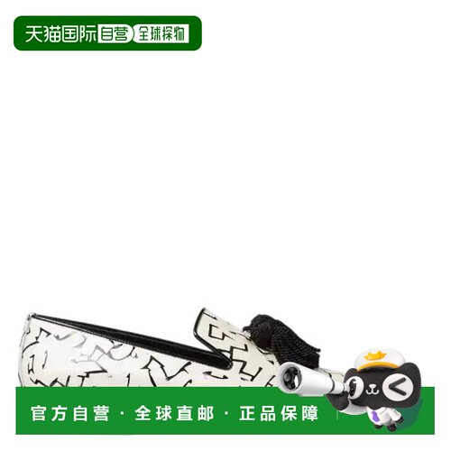自营Jimmy Choo Eric Haze Foxley艺术品印花乐福鞋-白色/黑色 美