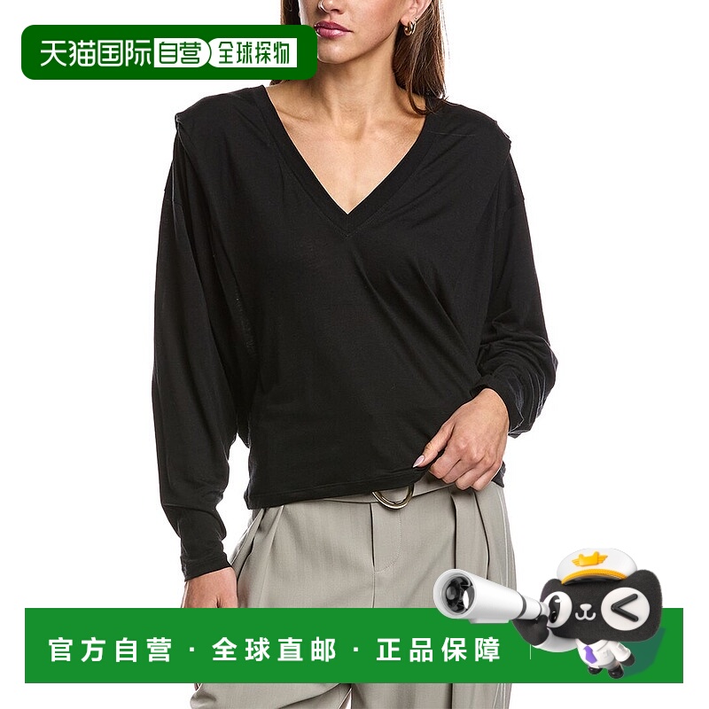 自营IRO Loana羊毛混纺T恤-黑色 美国奥莱直发