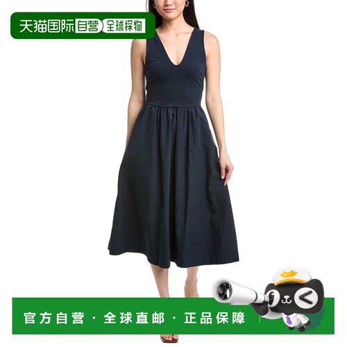 自营Nation LTD Daria V-Neck Midi Dress - navy 美国奥莱直发