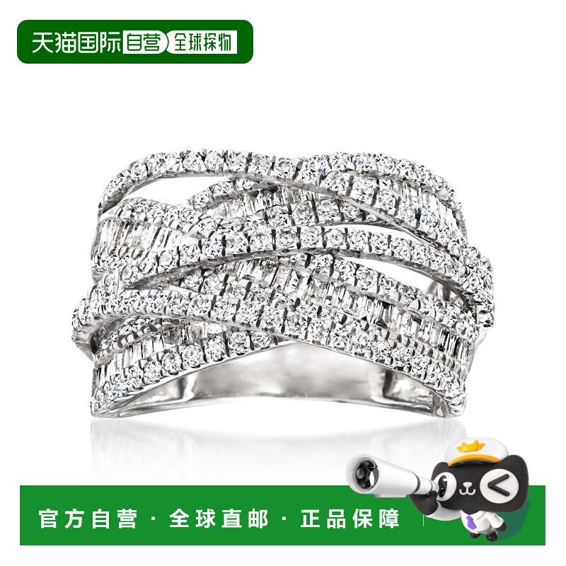 自营14 克拉白金 Ross-Simons 圆形和长方形钻石公路戒指 - 白色