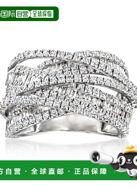 自营14 克拉白金 Ross-Simons 圆形和长方形钻石公路戒指 - 白色