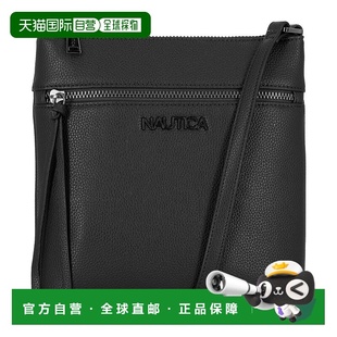 自营Nautica拉链斜挎包-黑铁洗 美国奥莱直发单肩包