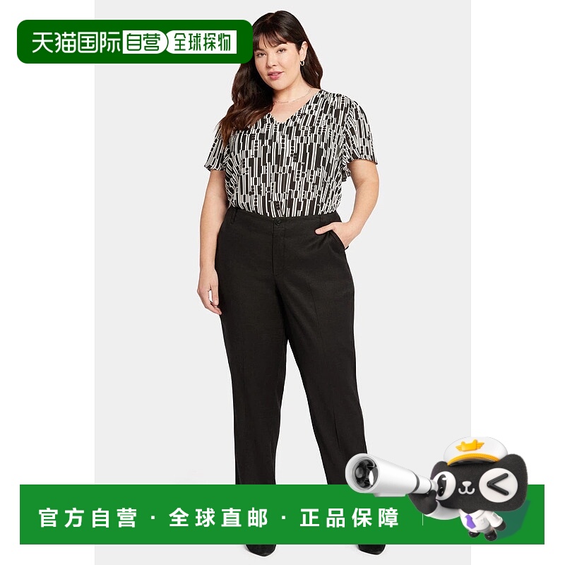 自营NYDJ Marilyn Pants Women's Black Stretch Flat Front Stra