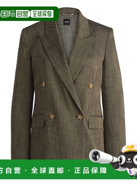 自营 bossRegular-fit double-breasted blazer - patterned 美国