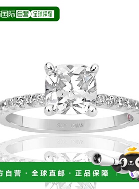 自营 Suzy Levian 纯银圆形切割方晶锆石新娘订婚戒指 - 白色 美