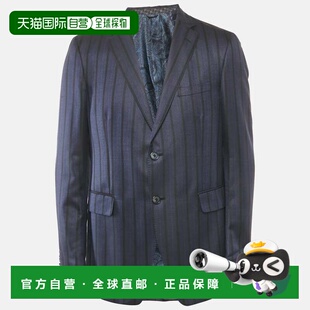 自营Etro Blue Striped Silk Blend Single Breasted Blazer - bl