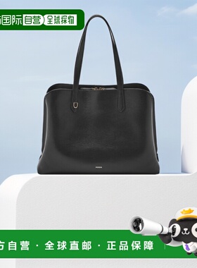 自营 Fossil 女式 Wren 聚氨酯手提包 - 黑色 美国奥莱直发化石