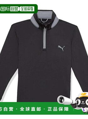 自营Boys Puma Top Black Heather 1/4 Zip Long Sleeve Activewe