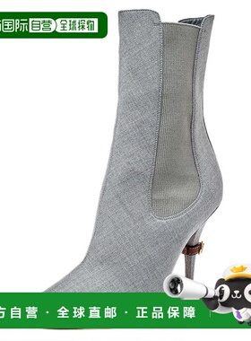 自营Burberry Grey Canvas And Elastic Fabric Peep Toe Kenzie