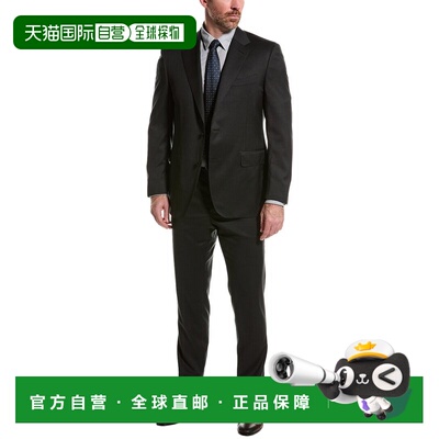 自营Canali羊毛西装搭配前平底裤-灰色 美国奥莱直发