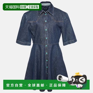自营Sportmax Navy Blue Denim Panaro Mini Shirt Dress - navy