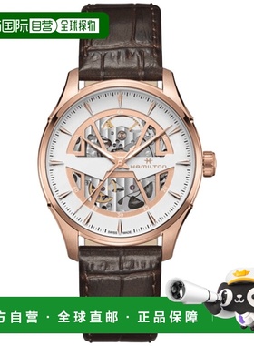 自营 Hamilton Jazzmaster骨架汽车白色表盘皮革表带男士手表H425