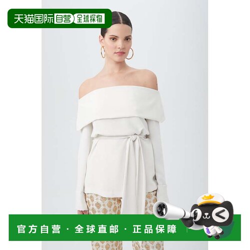 自营trina turkLyndi Off-The-Shoulder Belted Long Sleeve Top