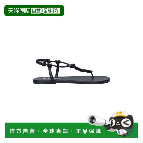 自营jil sander黑色Tangle简约皮革夹式凉鞋-黑色 美国奥莱直发