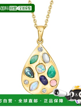 自营Ross-Simons Multi-Gemstone Teardrop Pendant Necklace Wit