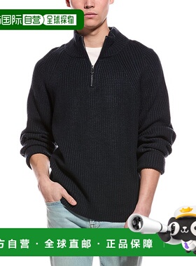 自营Slate & Stone Ribbed 1/4-Zip Mock Neck Sweater - blue 美