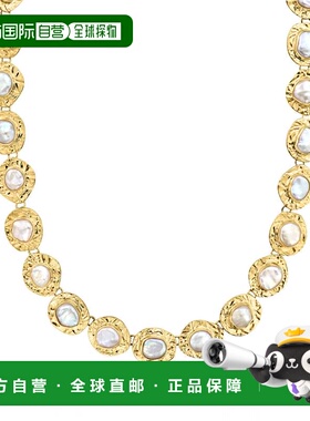 自营Ross-Simons 10x12 毫米镶边巴洛克珍珠圆盘项链，18kt 黄金