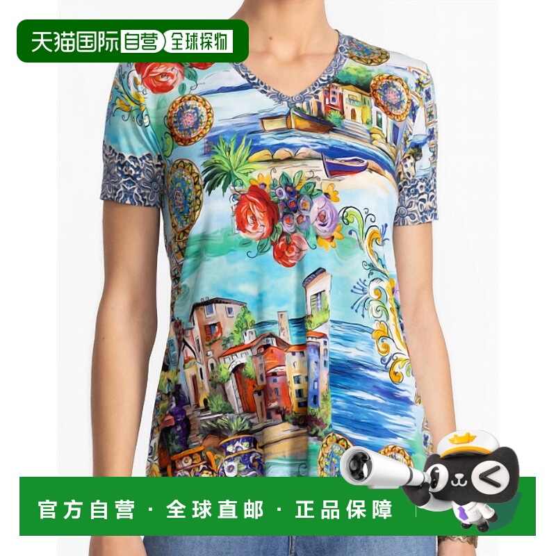 自营johnny wasJanie Short Sleeve V-Neck Swing Tee In Christy